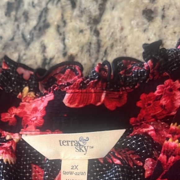 Terra & Sky Winter Dress Size 2X, Womens Red,Black,Flora,Long Sleeve,OOZES class - Picture 6 of 9